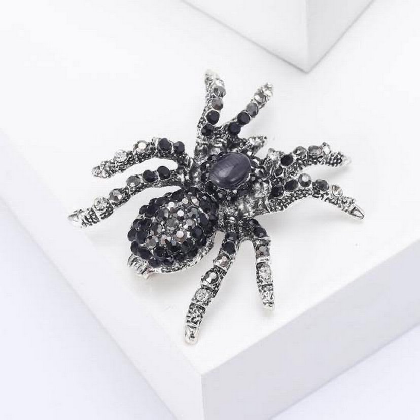 Mavi İşlemeli Parlak Örümcek Broş - Görsel 4