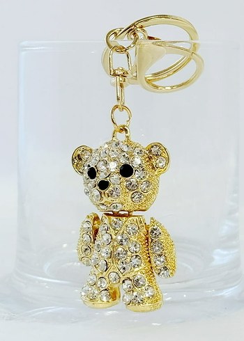 Altın Renkli Taşlı Ayıcık Çanta Charmı&Anahtarlık - Görsel 2