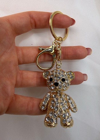 Altın Renkli Taşlı Ayıcık Çanta Charmı&Anahtarlık - Görsel 4