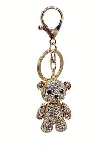 Altın Renkli Taşlı Ayıcık Çanta Charmı&Anahtarlık - Görsel 3