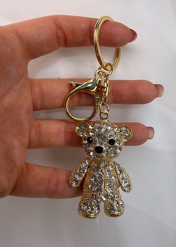 Altın Renkli Taşlı Ayıcık Çanta Charmı&Anahtarlık - Görsel 5