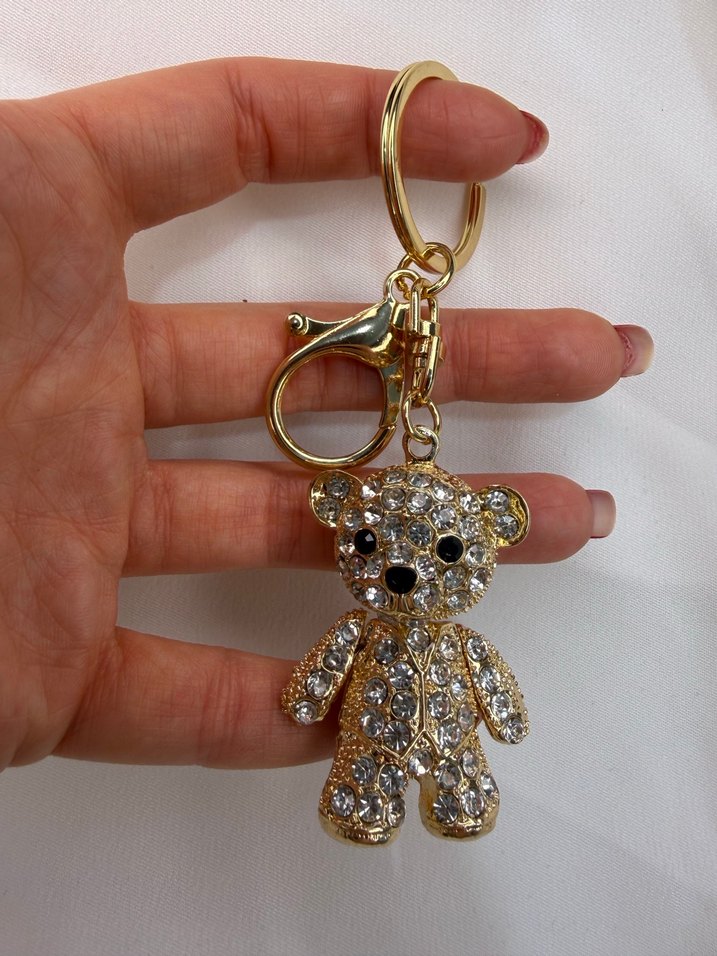 Altın Renkli Taşlı Ayıcık Çanta Charmı&Anahtarlık - Görsel 5
