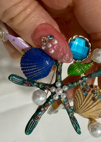 İncili Deniz Temalı Broş ve Yelpaze broş - Görsel 6