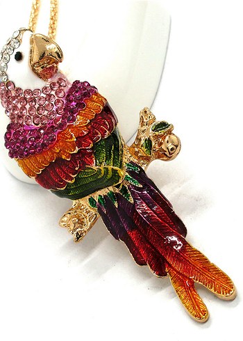 Renkli Taşlı Papağan Broş - Görsel 2