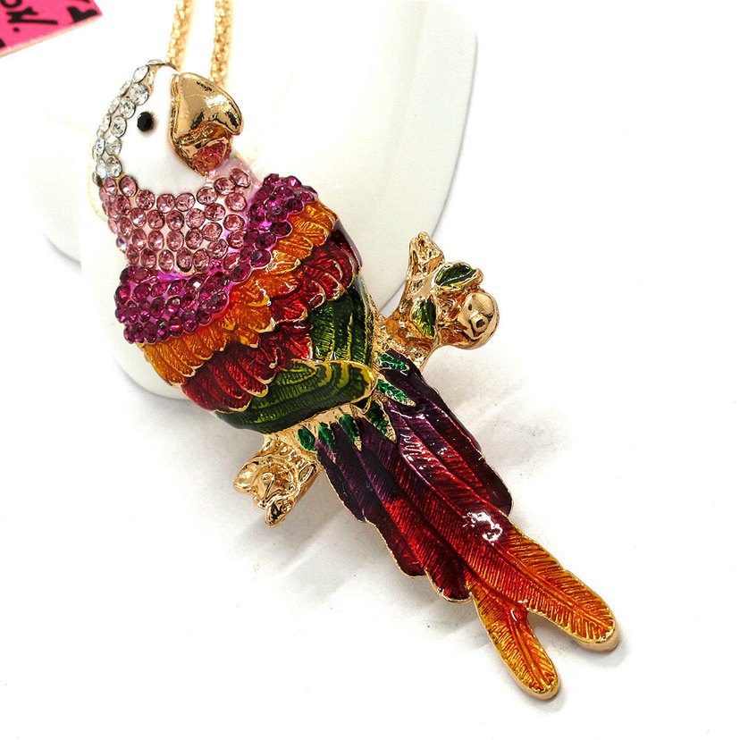 Renkli Taşlı Papağan Broş - Görsel 2