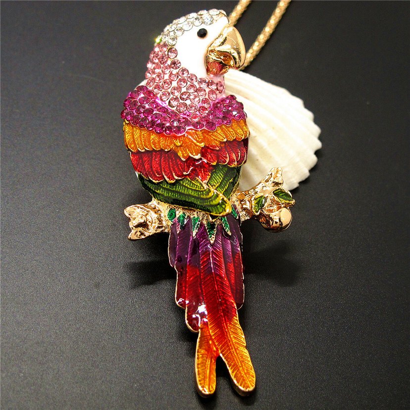 Renkli Taşlı Papağan Broş - Görsel 4