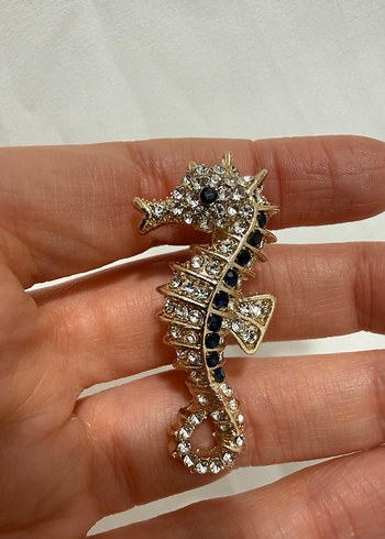 Gold Taşlı Denizatı Broş - Görsel 3