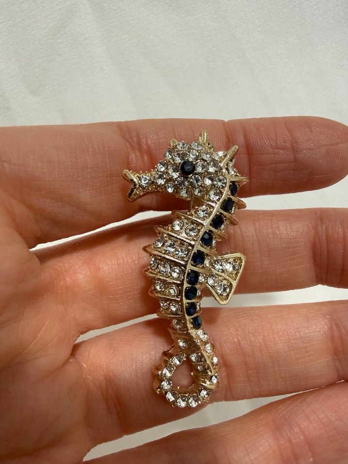 Gold Taşlı Denizatı Broş - Görsel 3
