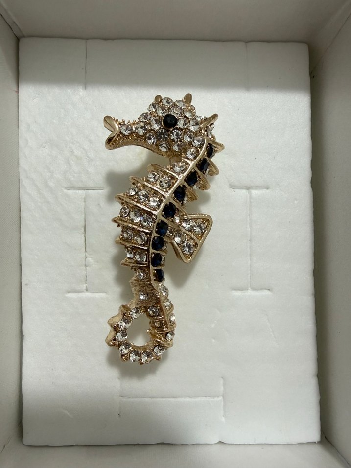 Gold Taşlı Denizatı Broş - Görsel 2
