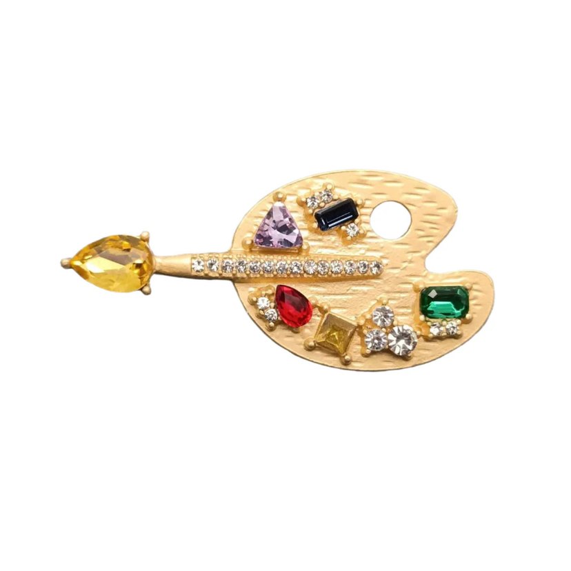 Parlak Taşlı Renkli Ressam Paleti Broşlar - Görsel 3