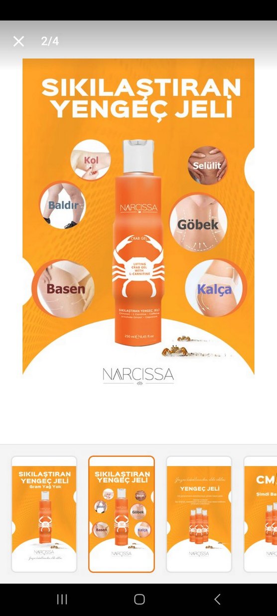 Narcissa Yengeç Jeli Sıkılaştırıcı Selülit jel - Görsel 2