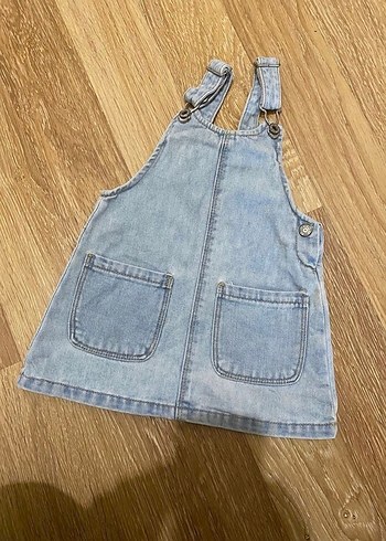 Zara Kız Çocuk Mavi Denim Askılı Elbise