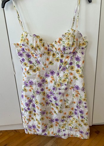 s Beden çeşitli Renk Zara Çiçek Desenli Bohem Mini Elbise
