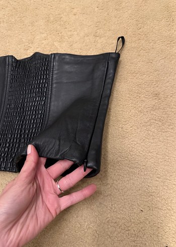 Zara Siyah Deri Korse Bel Detaylı - Görsel 5