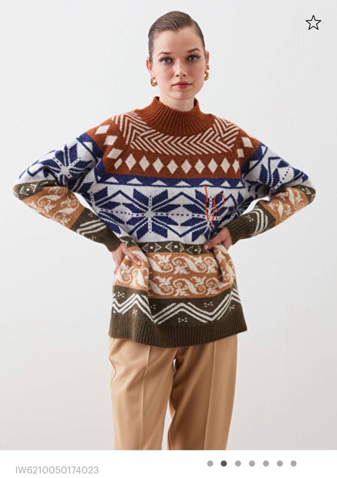 İpekyol Bohem Desenli Uzun Kollu Triko Kazak - Görsel 2