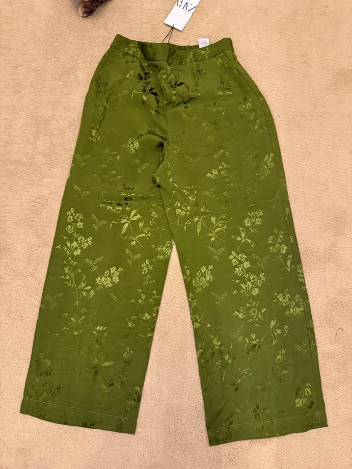 ZaraKadın Yeşil Saten Pantolon - Görsel 2