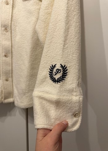 Victorias Secret Pink Düğmeli krem Kadın Polar Gömlek - Görsel 5