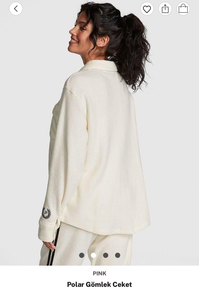 Victorias Secret Pink Düğmeli krem Kadın Polar Gömlek - Görsel 2