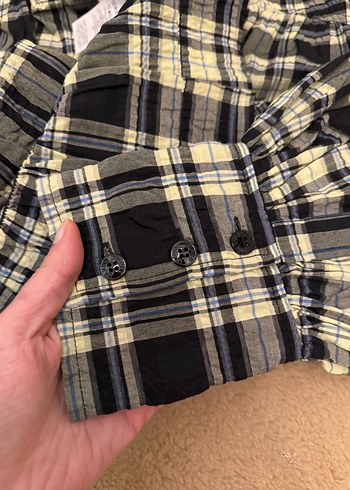 GANNİ Ekoseli Keten Kadın Gömlek - Görsel 6