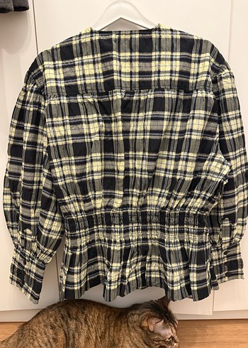 GANNİ Ekoseli Keten Kadın Gömlek - Görsel 3