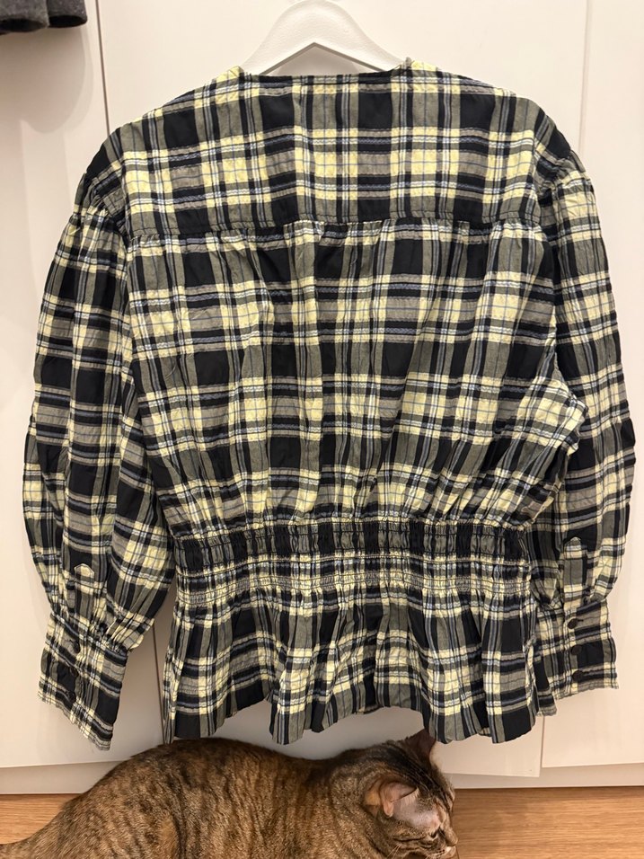 GANNİ Ekoseli Keten Kadın Gömlek - Görsel 3