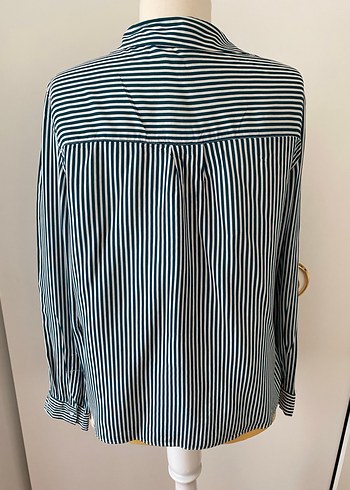 Pull&Bear Çizgili Uzun Kollu Kadın Gömlek - Görsel 2