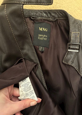 Mango Acı Kahve Gerçek Deri Pardesü - Görsel 3