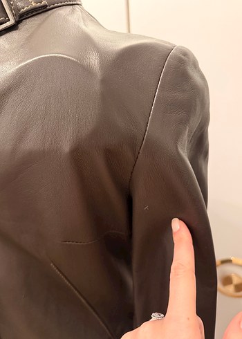 Mango Acı Kahve Gerçek Deri Pardesü - Görsel 5