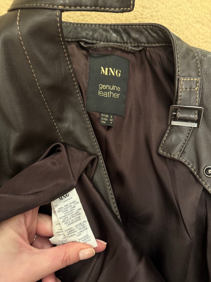 Mango Acı Kahve Gerçek Deri Pardesü - Görsel 3