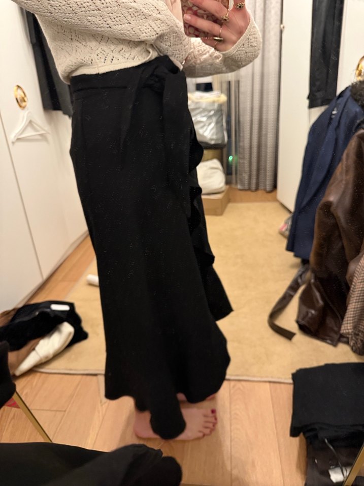 Mango Siyah Uzun Fırfırlı Etek - Görsel 4