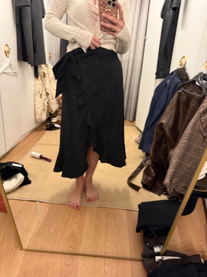 Mango Siyah Uzun Fırfırlı Etek - Görsel 3