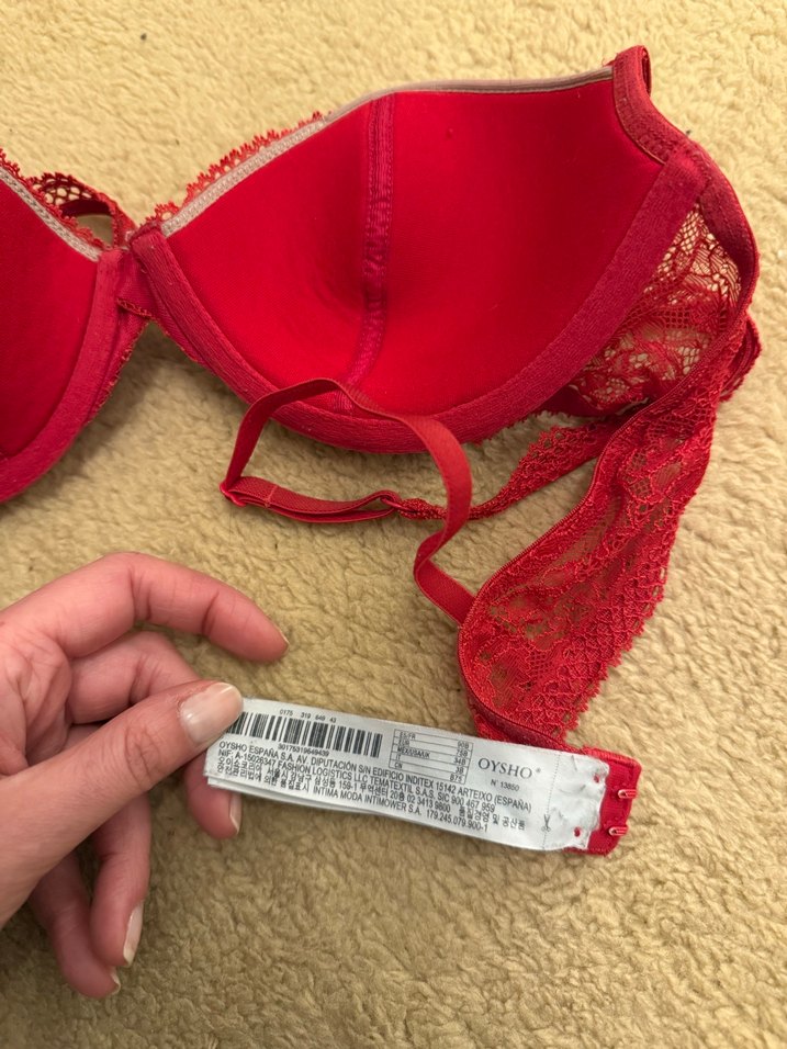 Oysho Koyu Kırmızı Dantelli Sütyen - Görsel 2