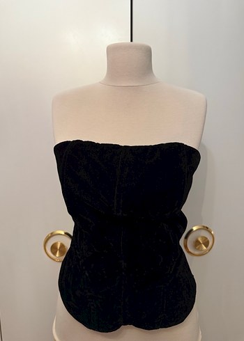 Zara Siyah Kadife Straplez Bustiyer - Görsel 2