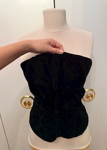 Zara Siyah Kadife Straplez Bustiyer - Görsel 3