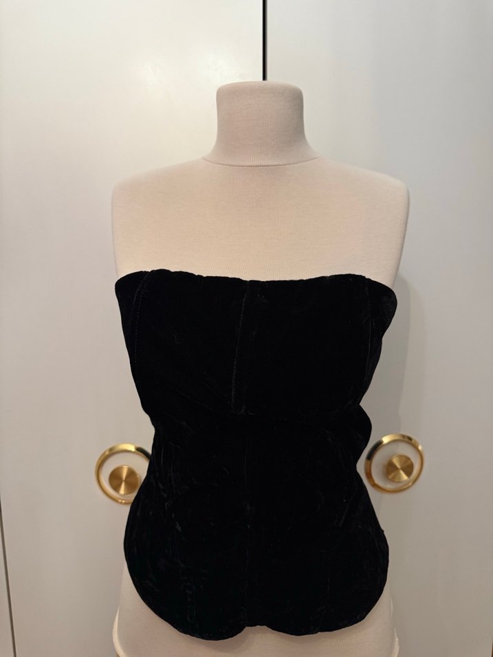 Zara Siyah Kadife Straplez Bustiyer - Görsel 2