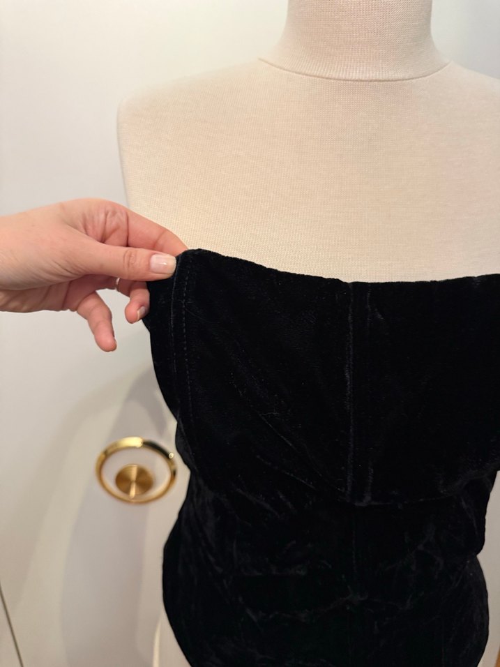 Zara Siyah Kadife Straplez Bustiyer - Görsel 4