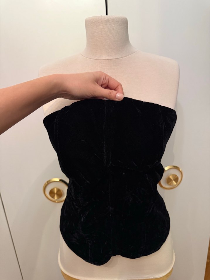 Zara Siyah Kadife Straplez Bustiyer - Görsel 3
