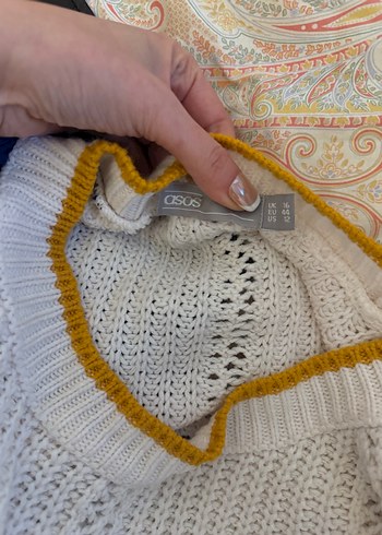 Asos  Triko Kadın Kazak Renkli Kol Detaylı - Görsel 4