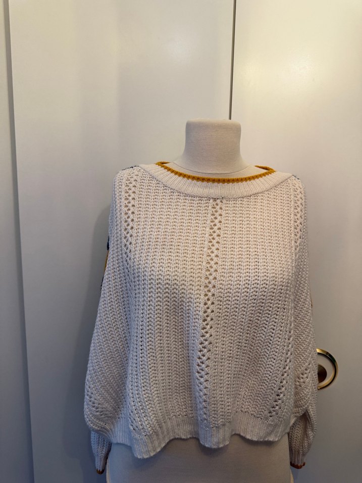 Asos  Triko Kadın Kazak Renkli Kol Detaylı - Görsel 2