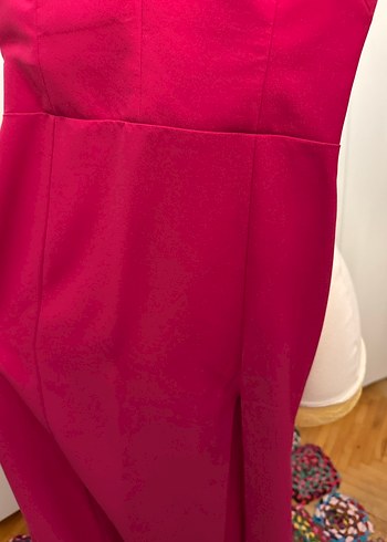 Adl Night Zoom Uzun Straplez Yaka Pembe Abiye Elbise - Görsel 5