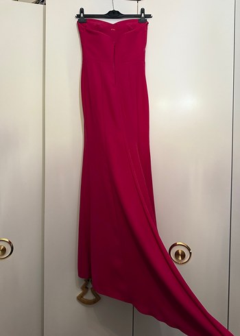 Adl Night Zoom Uzun Straplez Yaka Pembe Abiye Elbise - Görsel 2