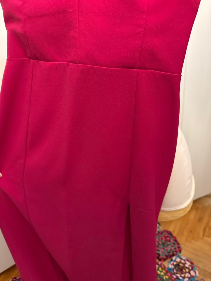 Adl Night Zoom Uzun Straplez Yaka Pembe Abiye Elbise - Görsel 5