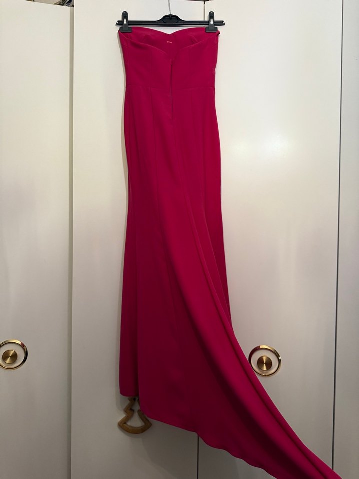 Adl Night Zoom Uzun Straplez Yaka Pembe Abiye Elbise - Görsel 2