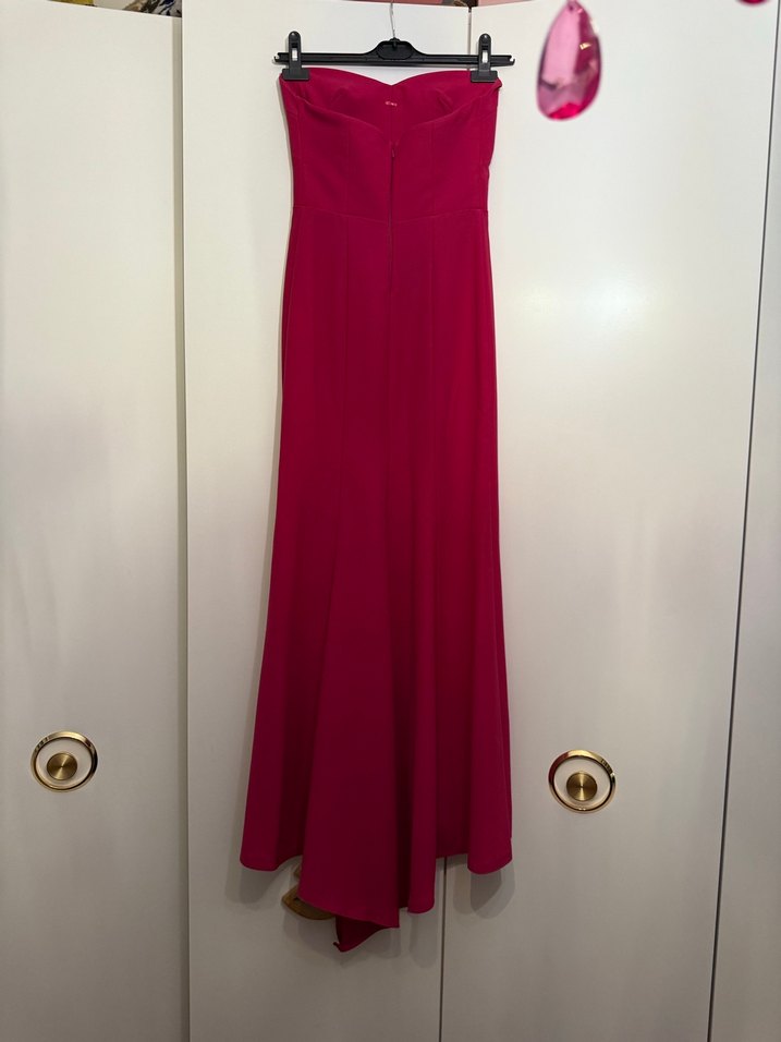 Adl Night Zoom Uzun Straplez Yaka Pembe Abiye Elbise - Görsel 3