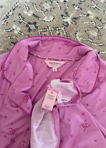 xl Beden Juicy Couture Düğmeli Pembe Kısa Kollu Pamuklu Pijama Üstü