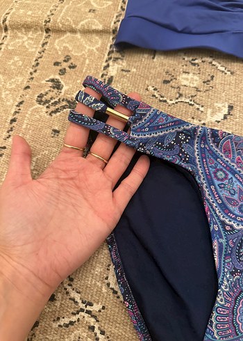 m Beden Oysho şal desen Mavi Bikini +H&M bikini üst