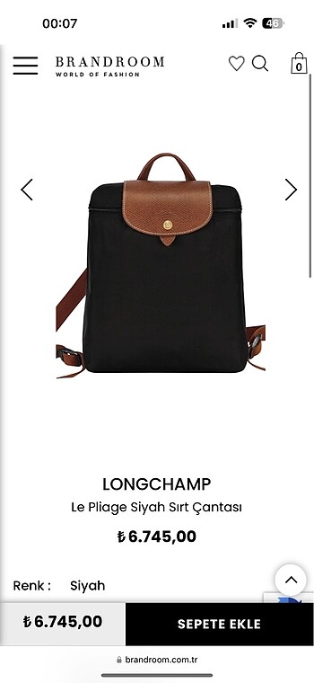 Longchamp le pliage sırt çantası