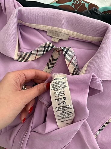 l Beden mor Renk Burberry britt polo yaka tshirt