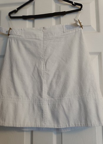 Beyaz polyester Midi Pilili Etek