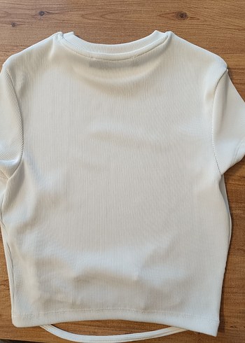s Beden Beyaz Kısa Kollu Crop Top